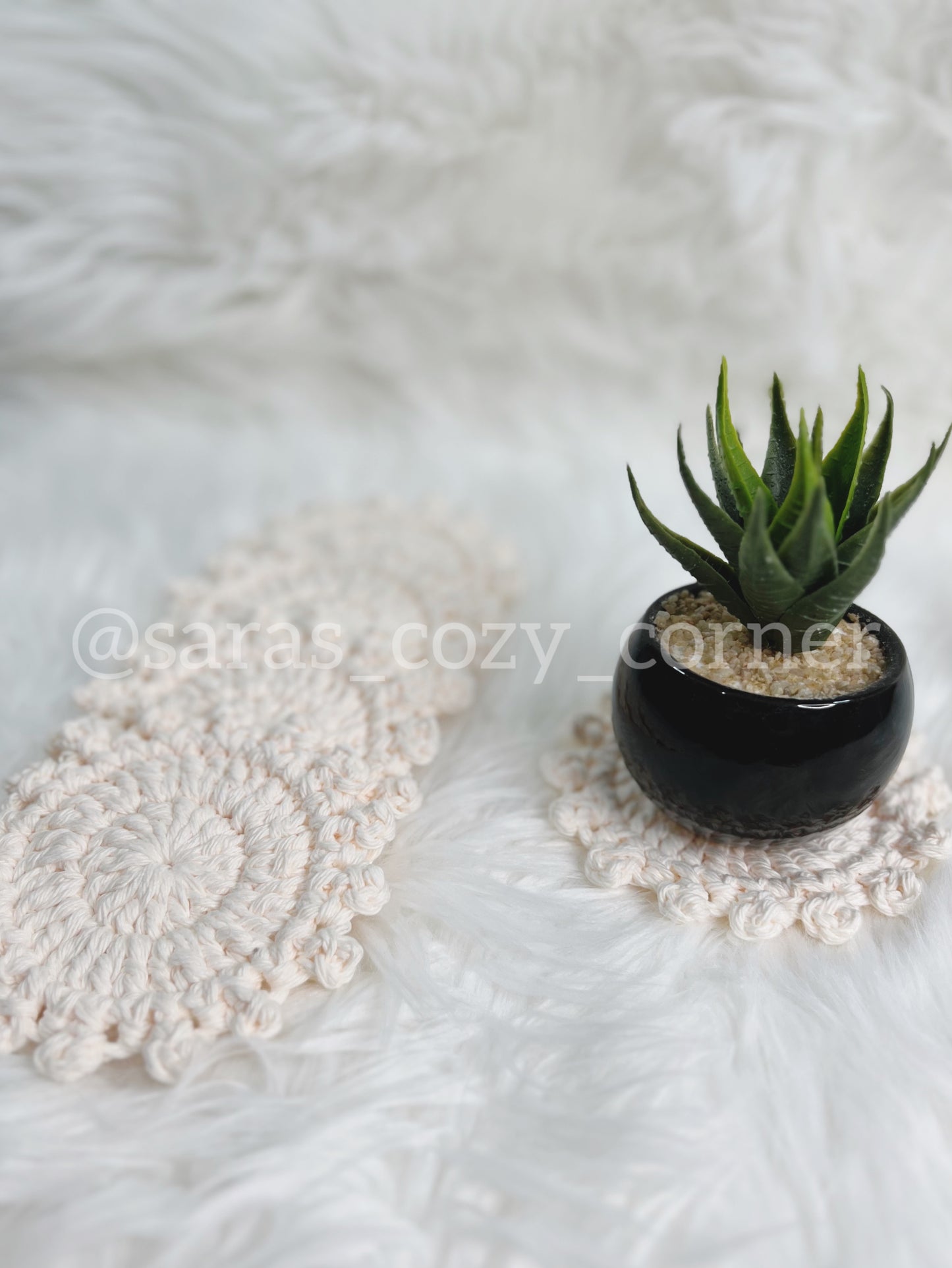 soft cream cotton crochet coaster