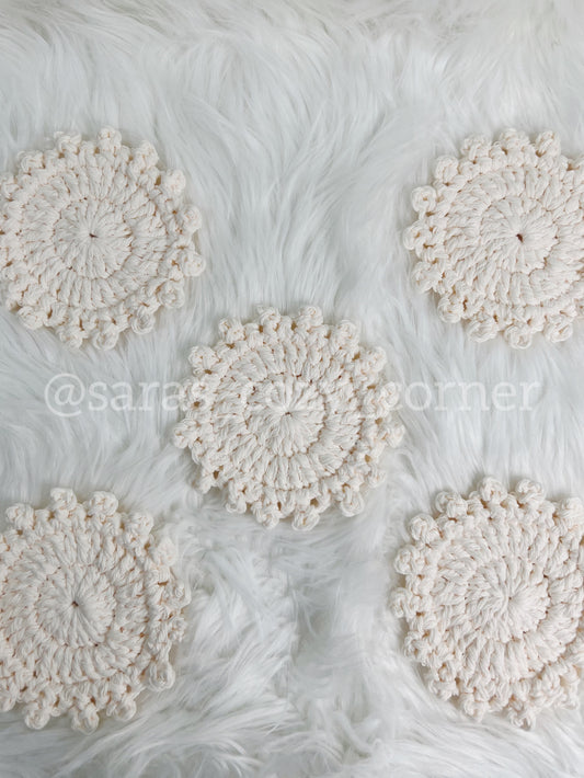 soft cream cotton crochet coaster