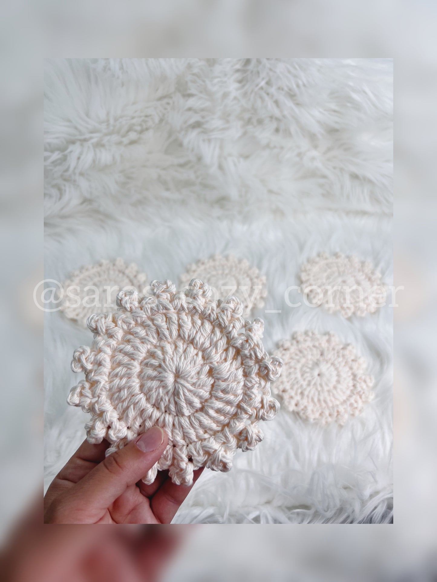 soft cream cotton crochet coaster