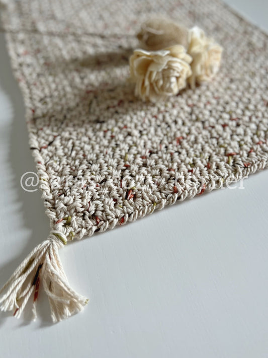 rustic crochet placemat with tassels