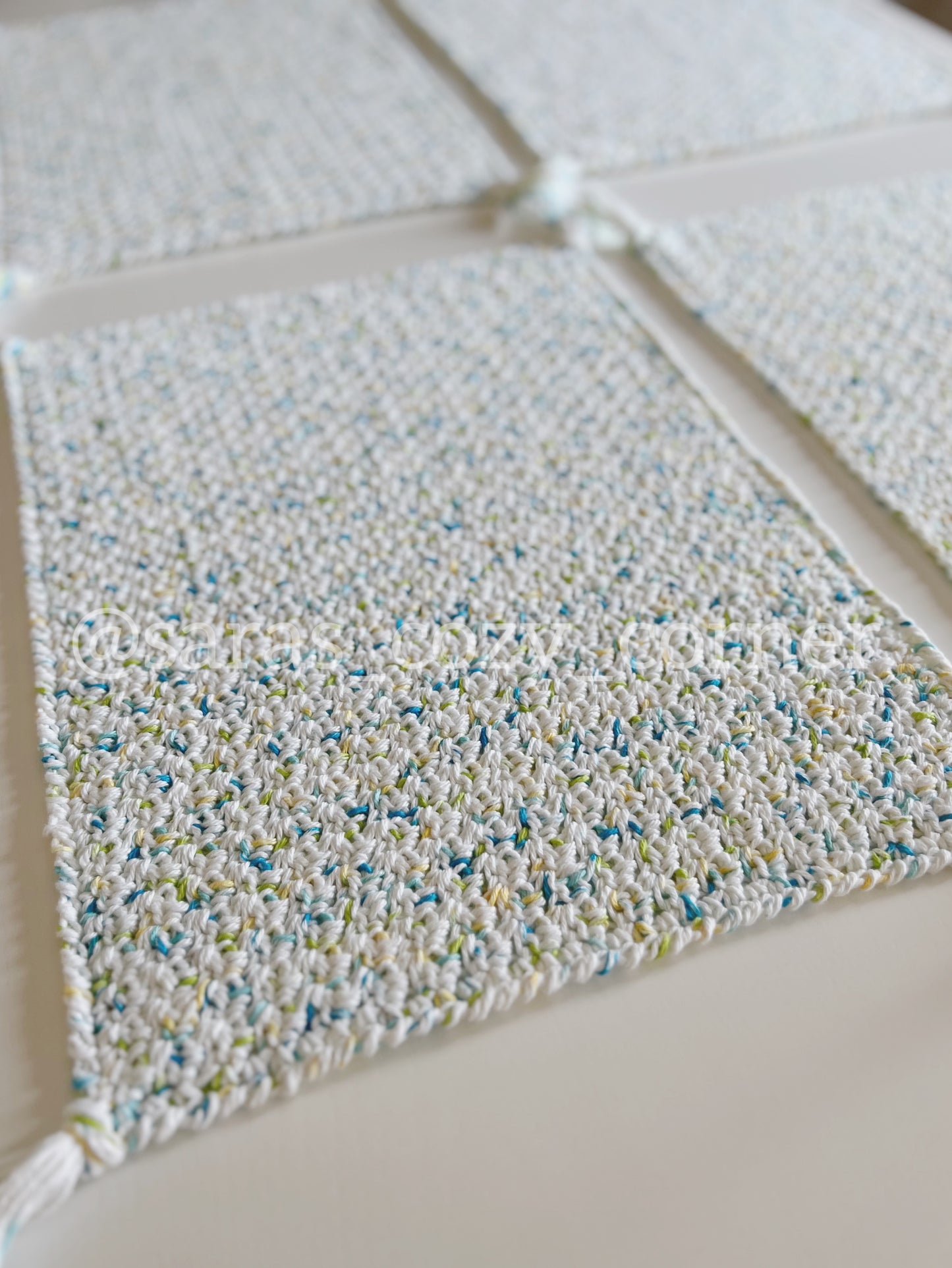 The Bright Summer prints crochet placemat with tassels