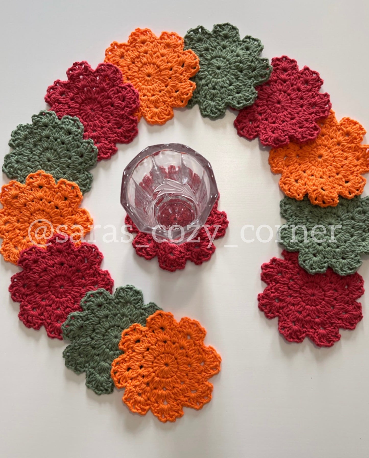 The Autumn Harvest crochet coasters set