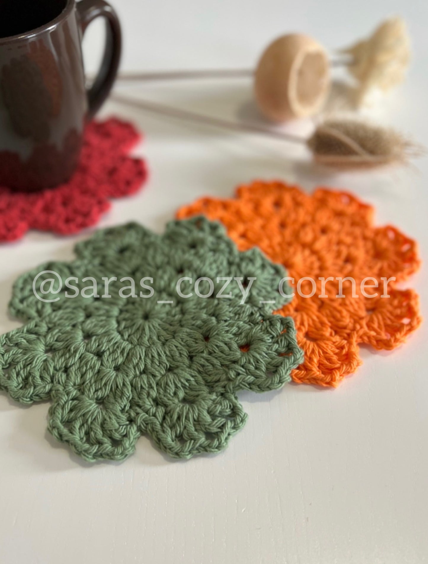 The Autumn Harvest crochet coasters set