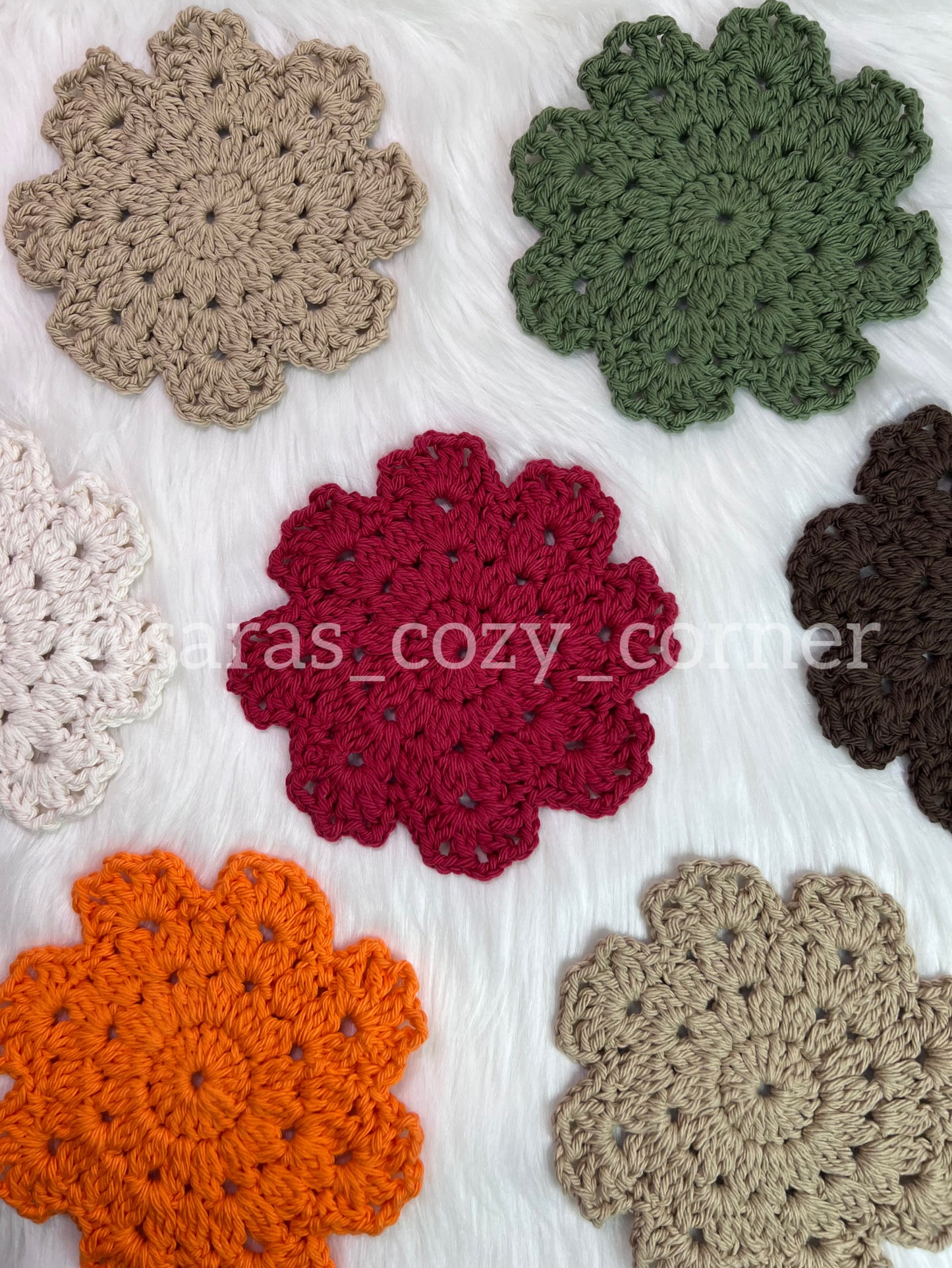 The Autumn Harvest crochet coasters set