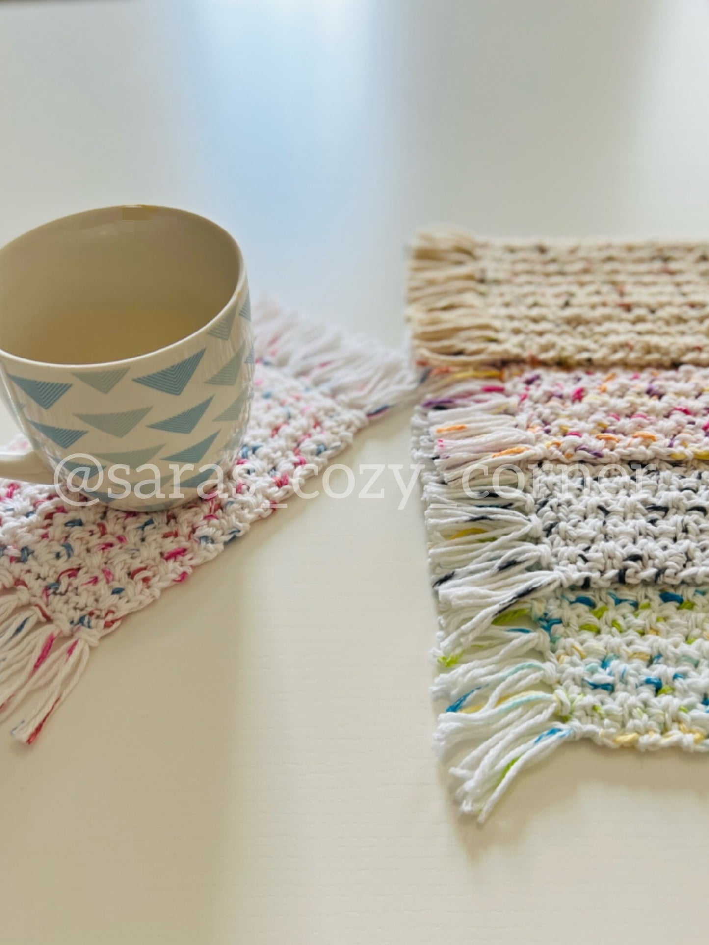 The Summer Prints crochet mug rug