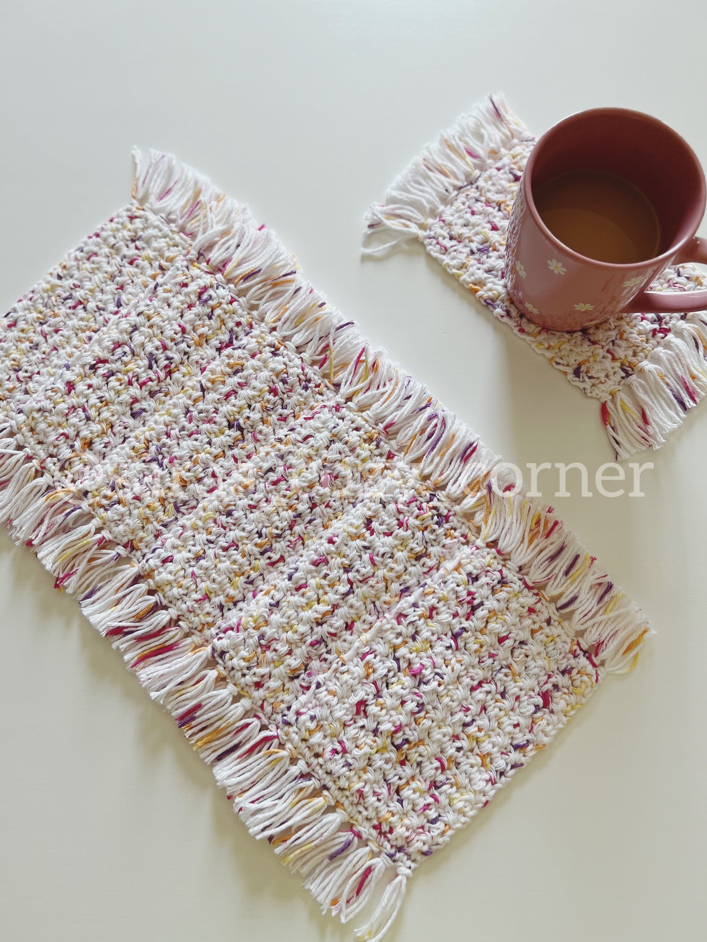 The Floral Prints crochet mug rug