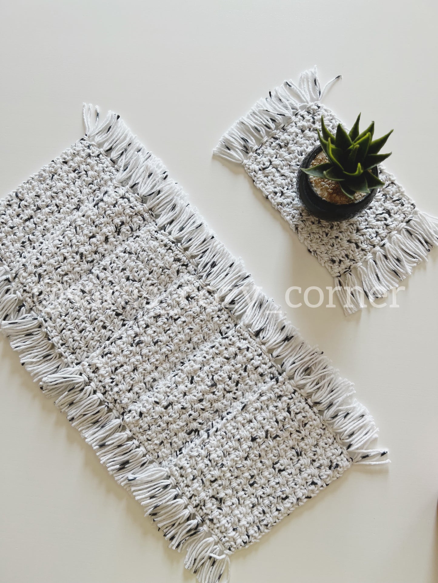 The Salt and Pepper crochet mug rug