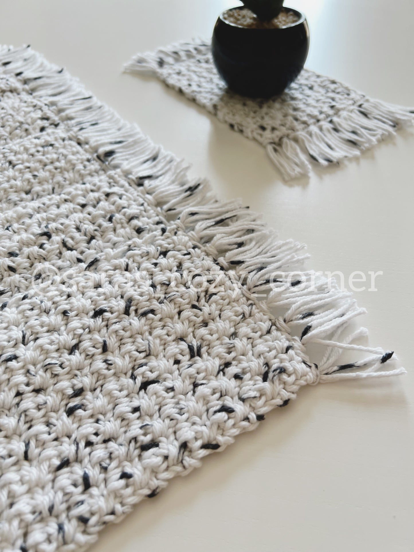 The Salt and Pepper crochet mug rug