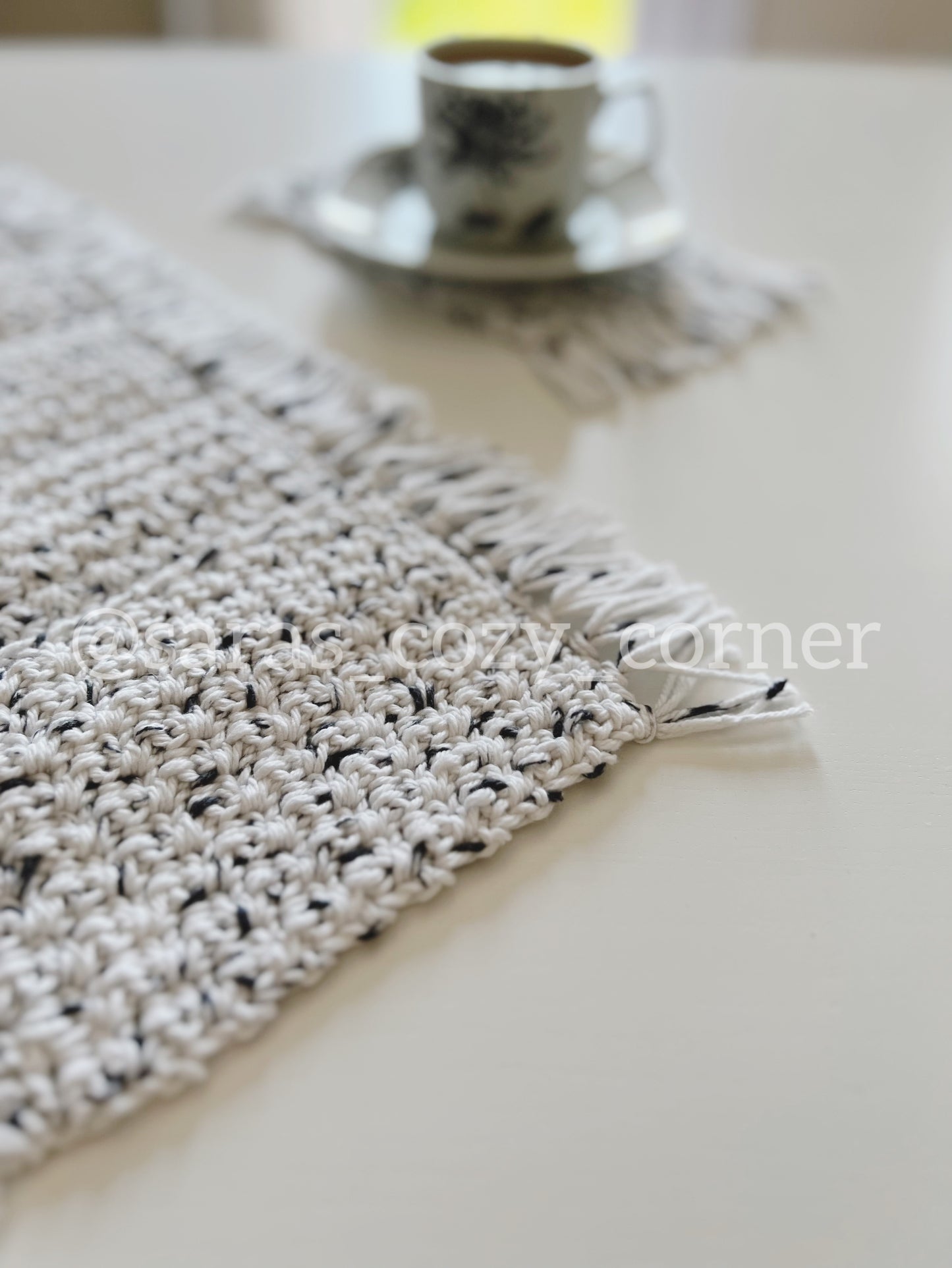 The Salt and Pepper crochet mug rug