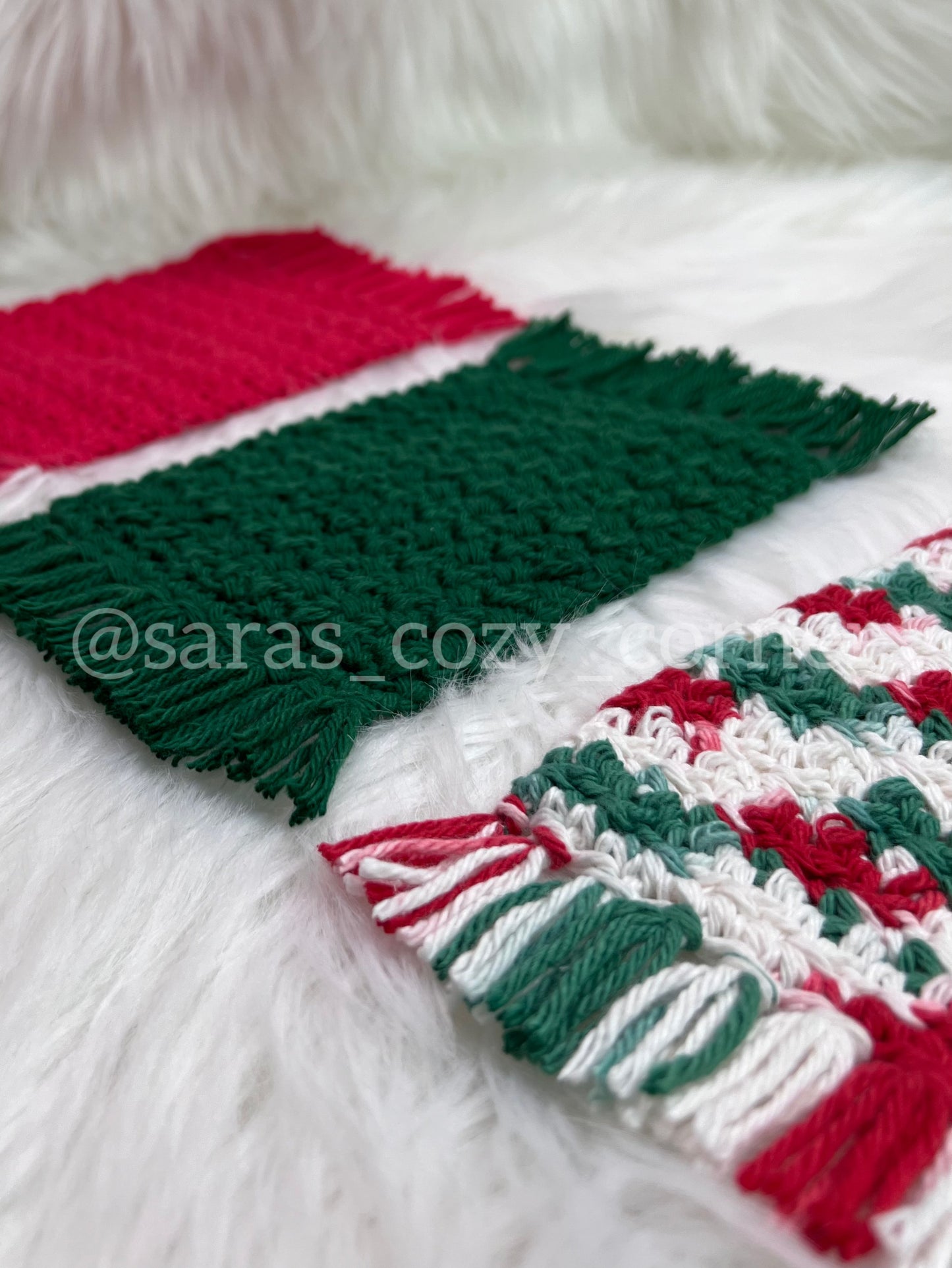 The Festive Mistletoe crochet mug rug