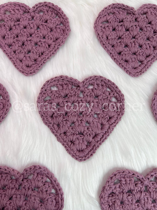 My Sweetheart pale lavender crochet coaster