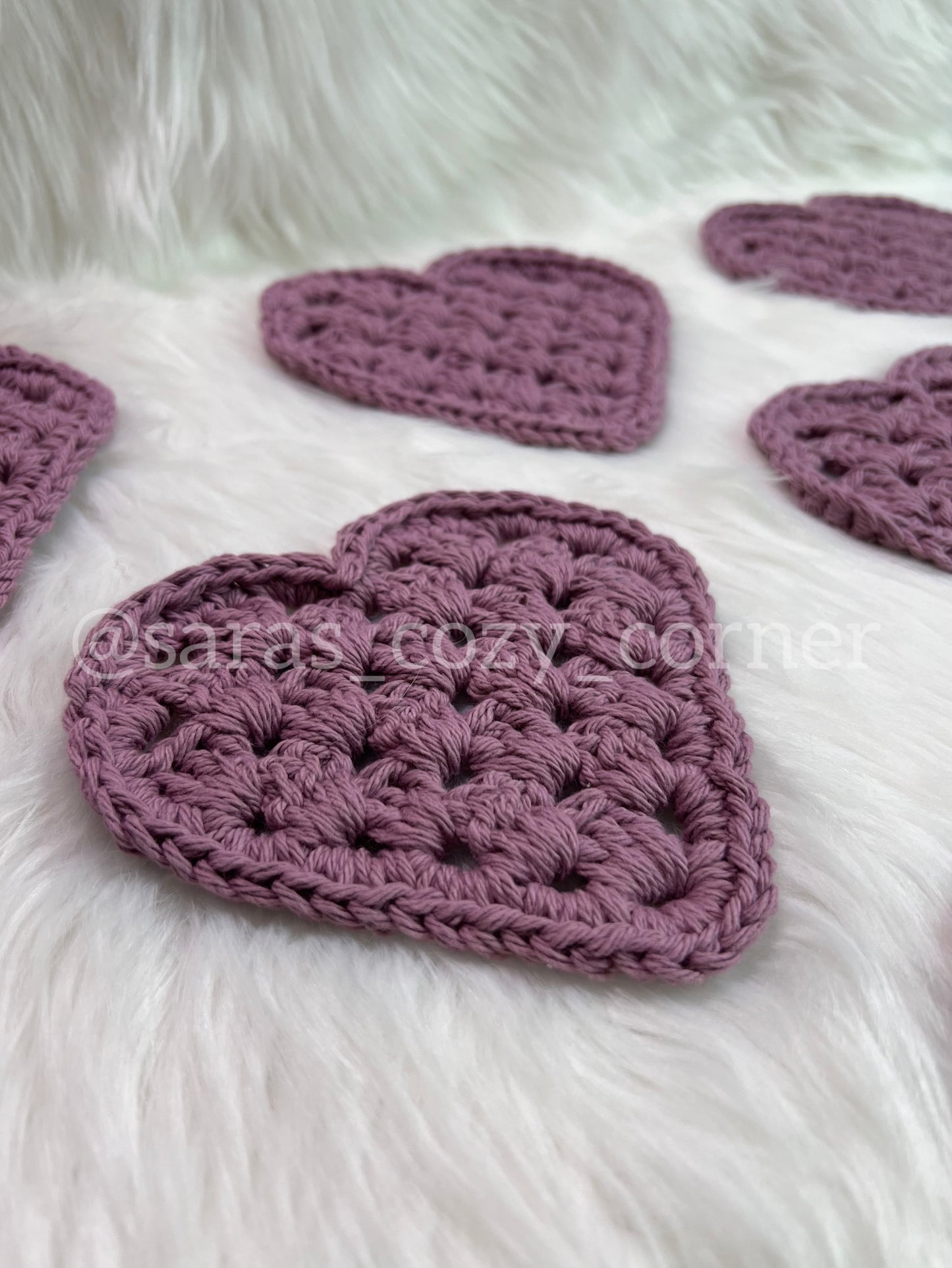 My Sweetheart pale lavender crochet coaster