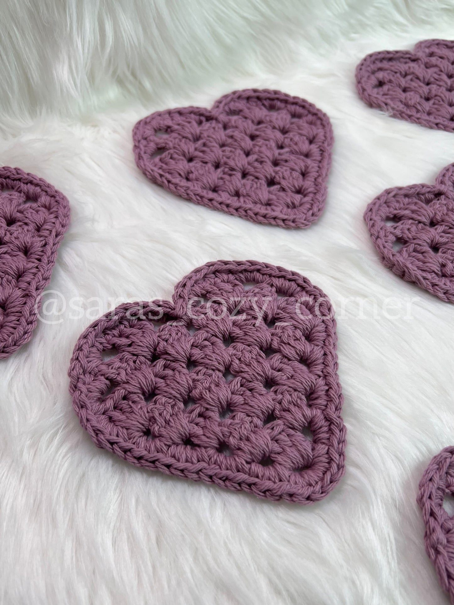 My Sweetheart pale lavender crochet coaster