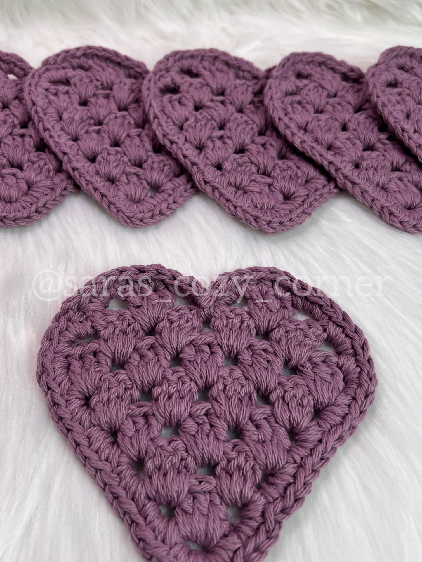 My Sweetheart pale lavender crochet coaster