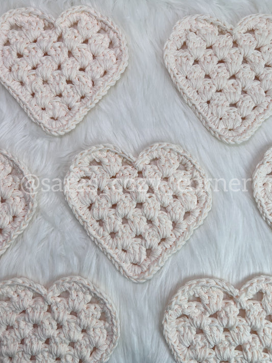 My Sweetheart soft cream crochet coaster