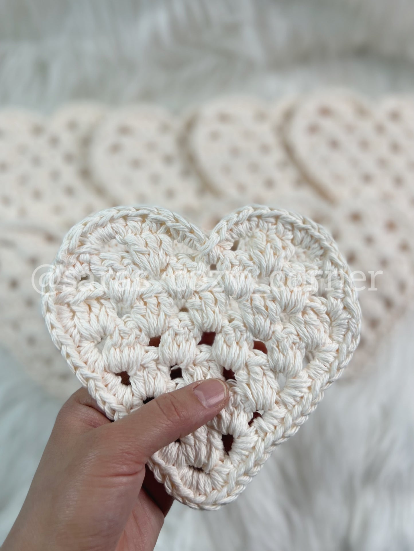 My Sweetheart soft cream crochet coaster