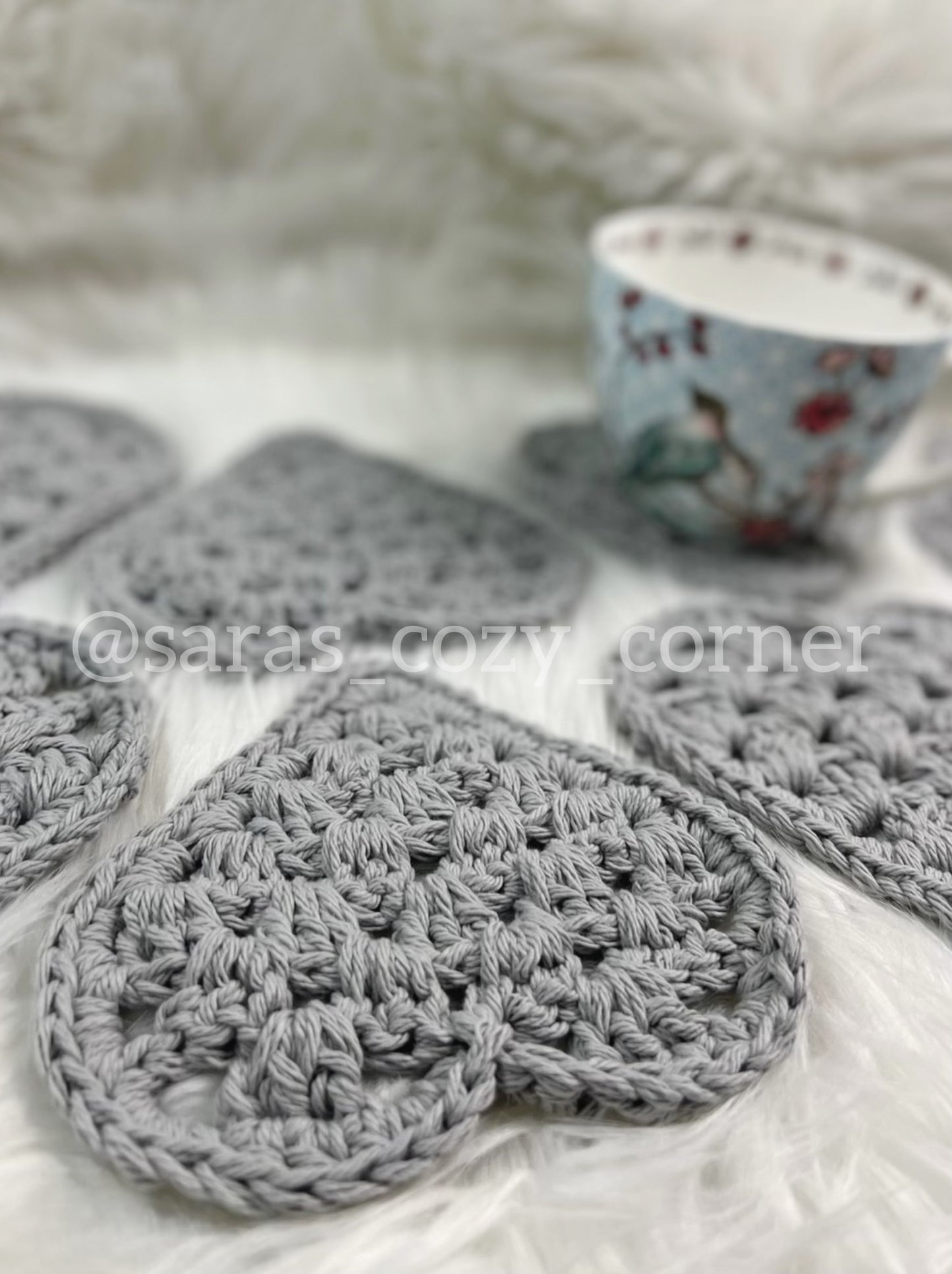 My sweetheart silver crochet coaster