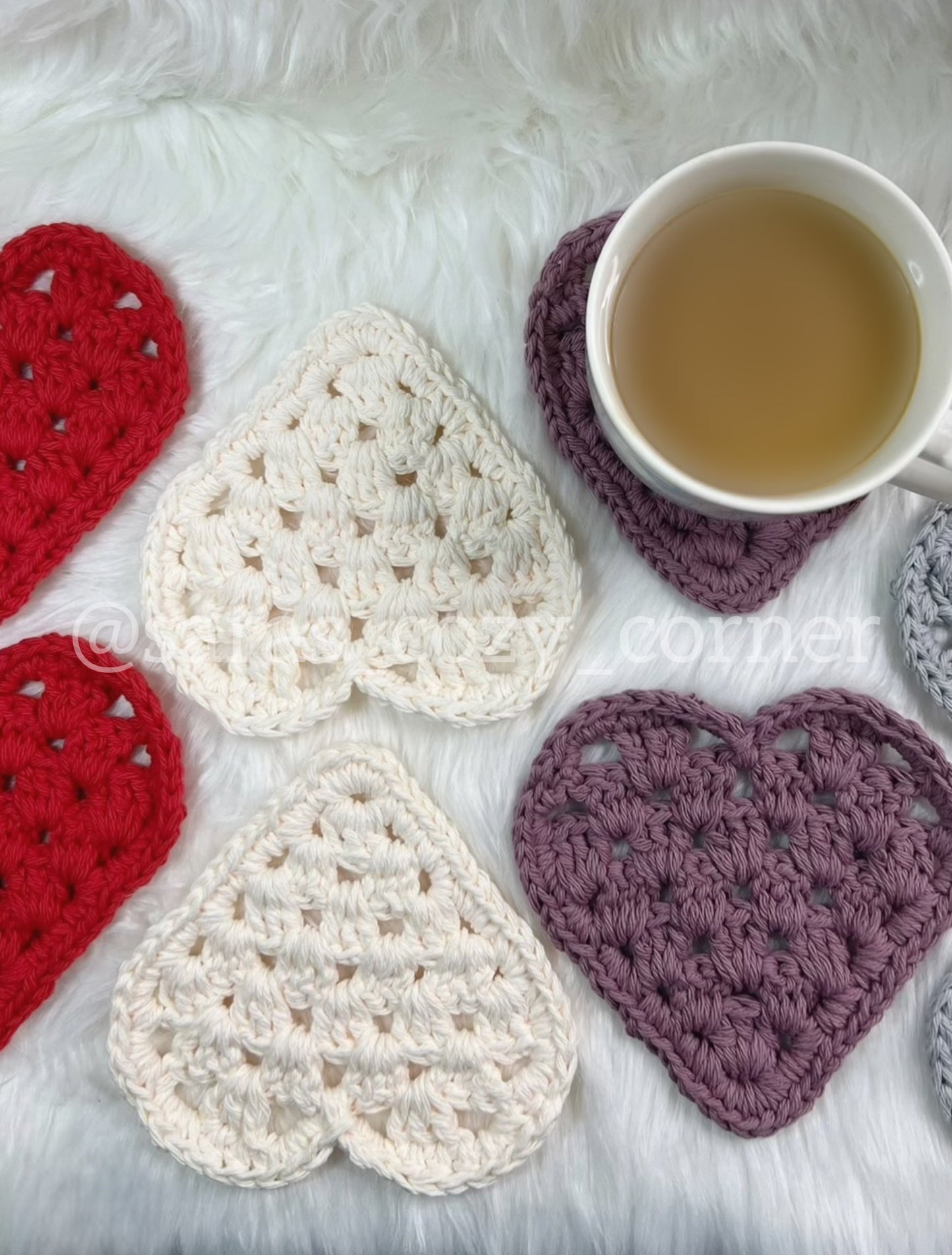 My Sweetheart red crochet coaster