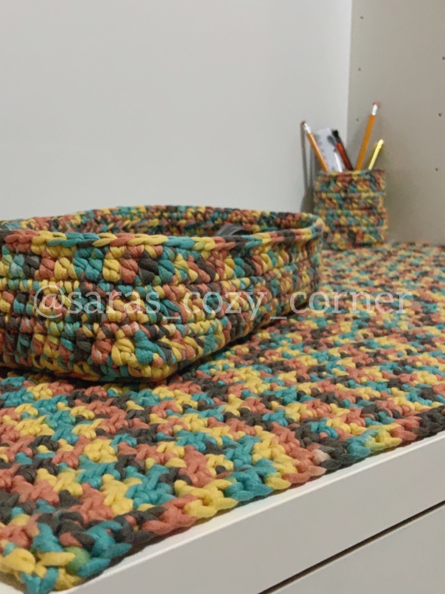 3 pieces desk mat set crochet pattern PDF