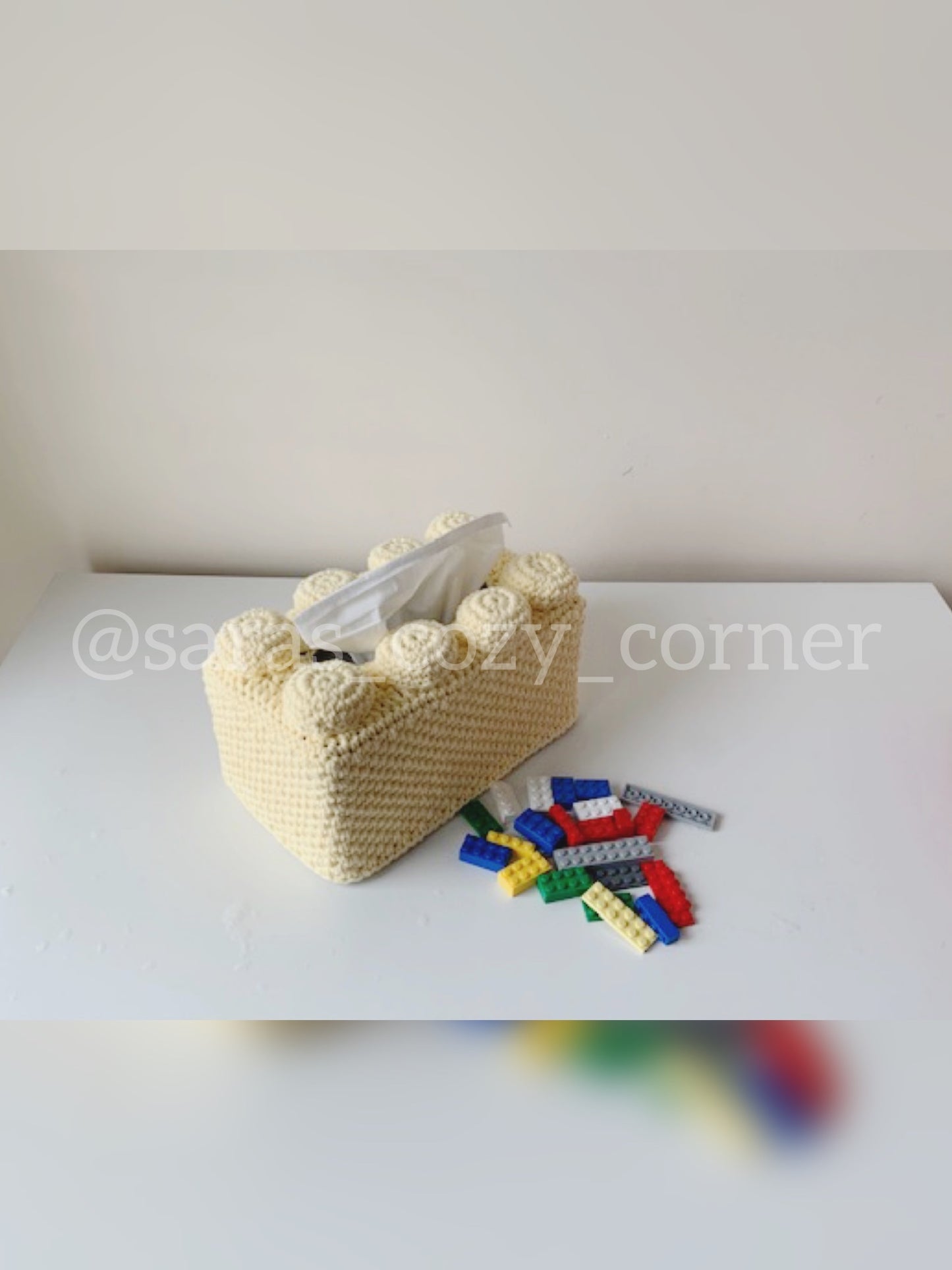 Lego inspired tissue box cover crochet pattern PDF