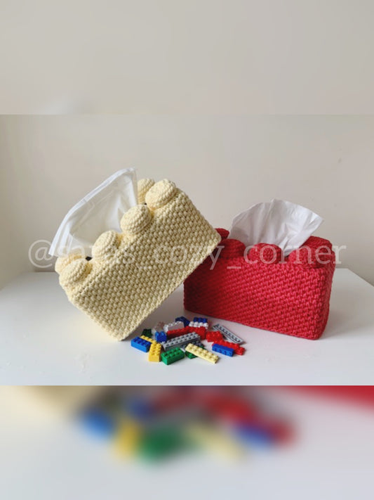 Lego inspired tissue box cover crochet pattern PDF