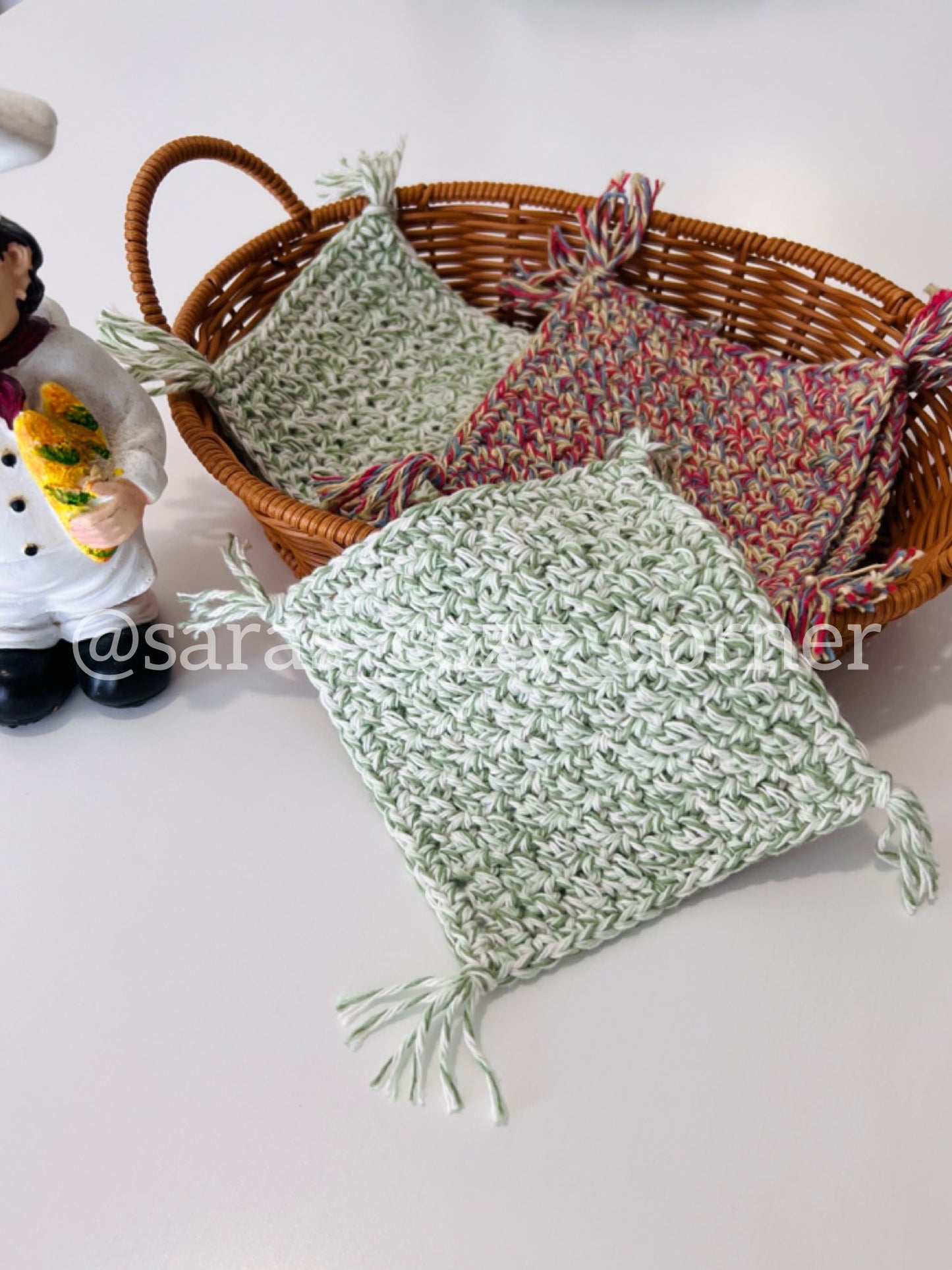 Country cottage mug rug crochet pattern PDF