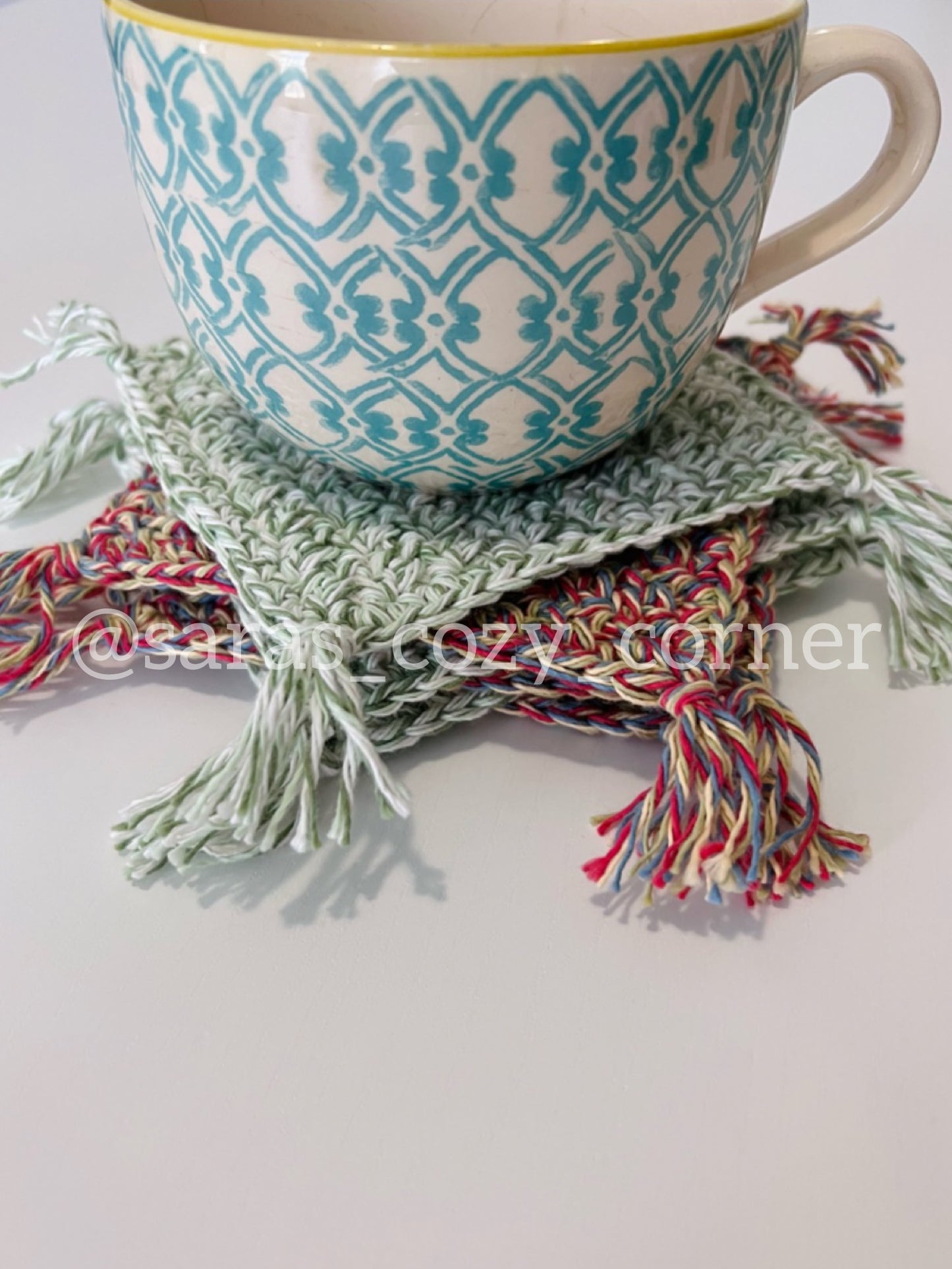 Country cottage mug rug crochet pattern PDF