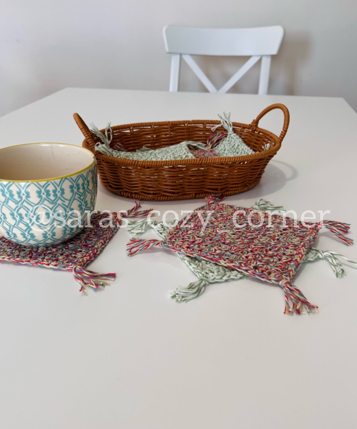 Country cottage mug rug crochet pattern PDF