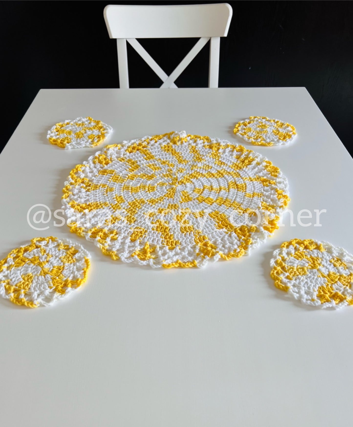 Lace Border placemat and coasters crochet pattern PDF