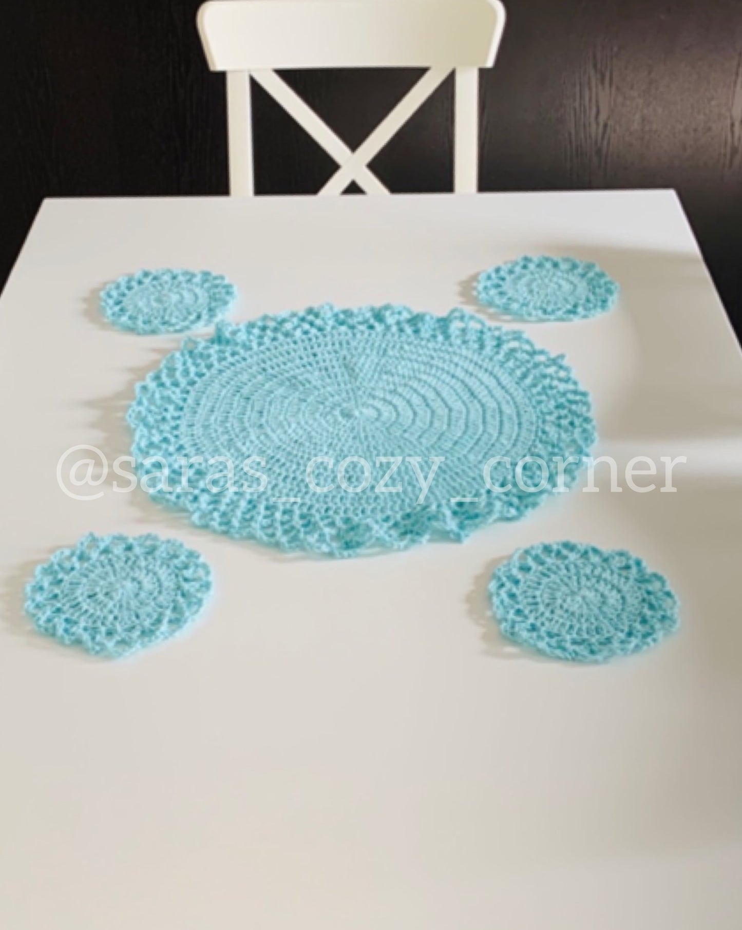 Lace Border placemat and coasters crochet pattern PDF