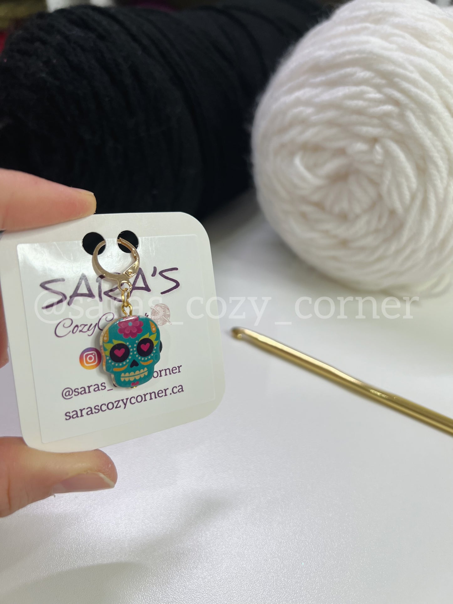 The Sugar Skull stitch marker