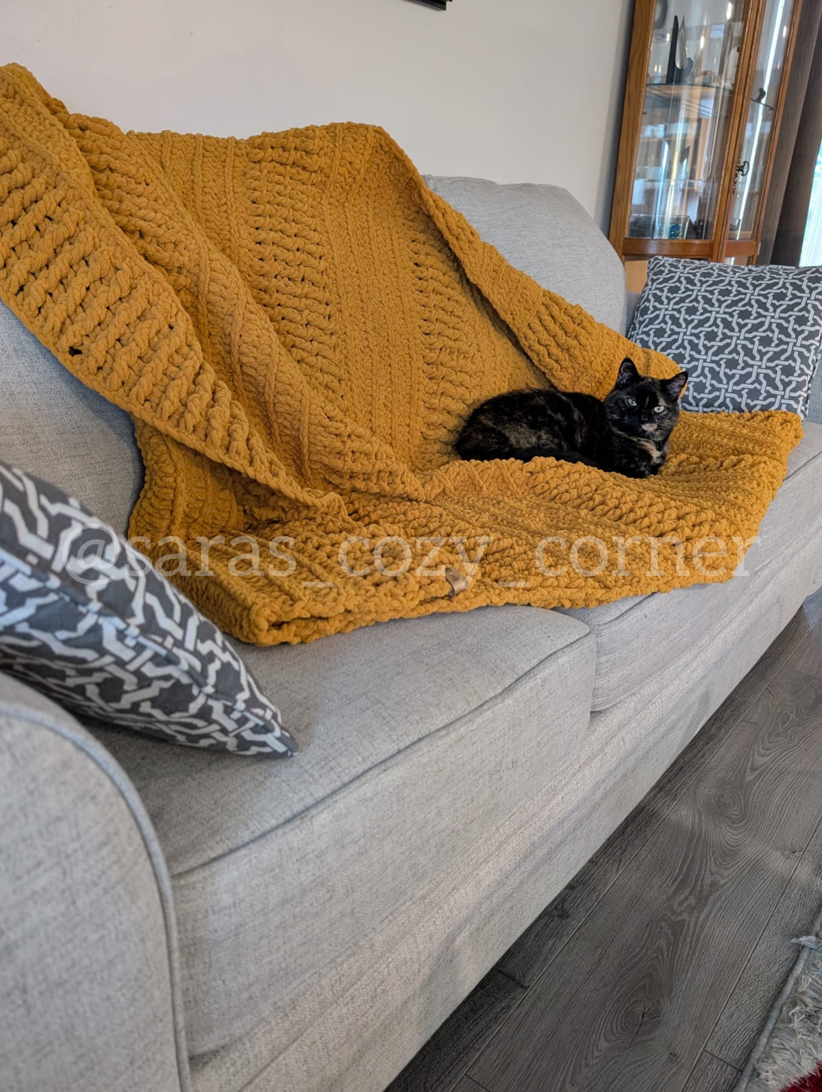 Crochet Throw Blanket "Mustard"