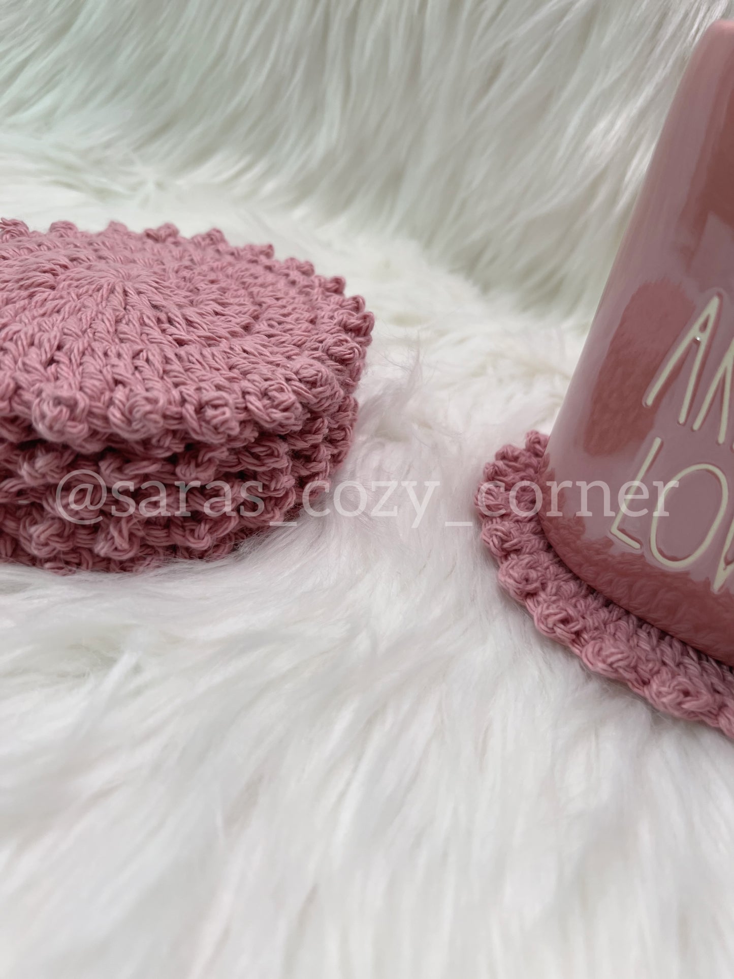 Rose gold round crochet coasters