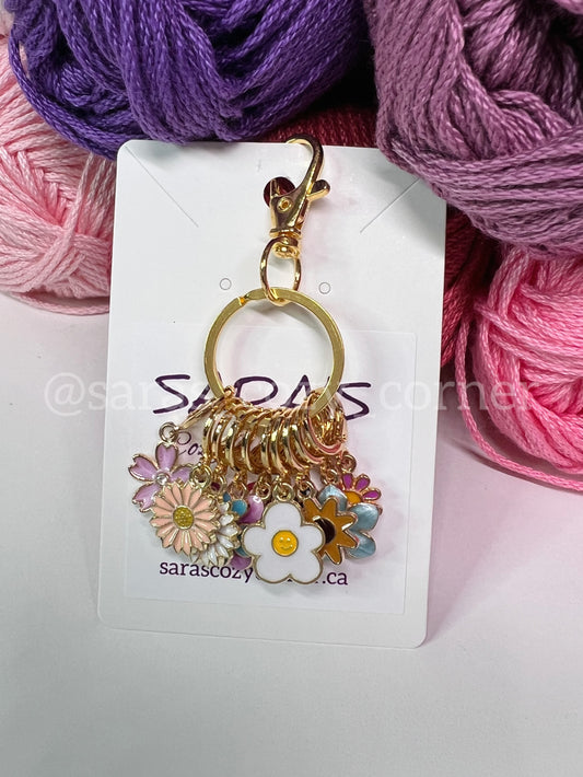Flowers & Daisies Stitch Markers Set