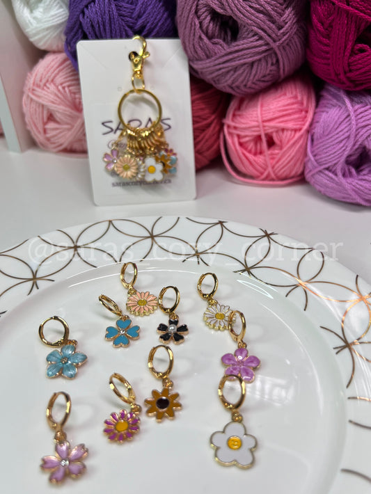 Knitting & Crochet Stitch Markers Set "Flowers"