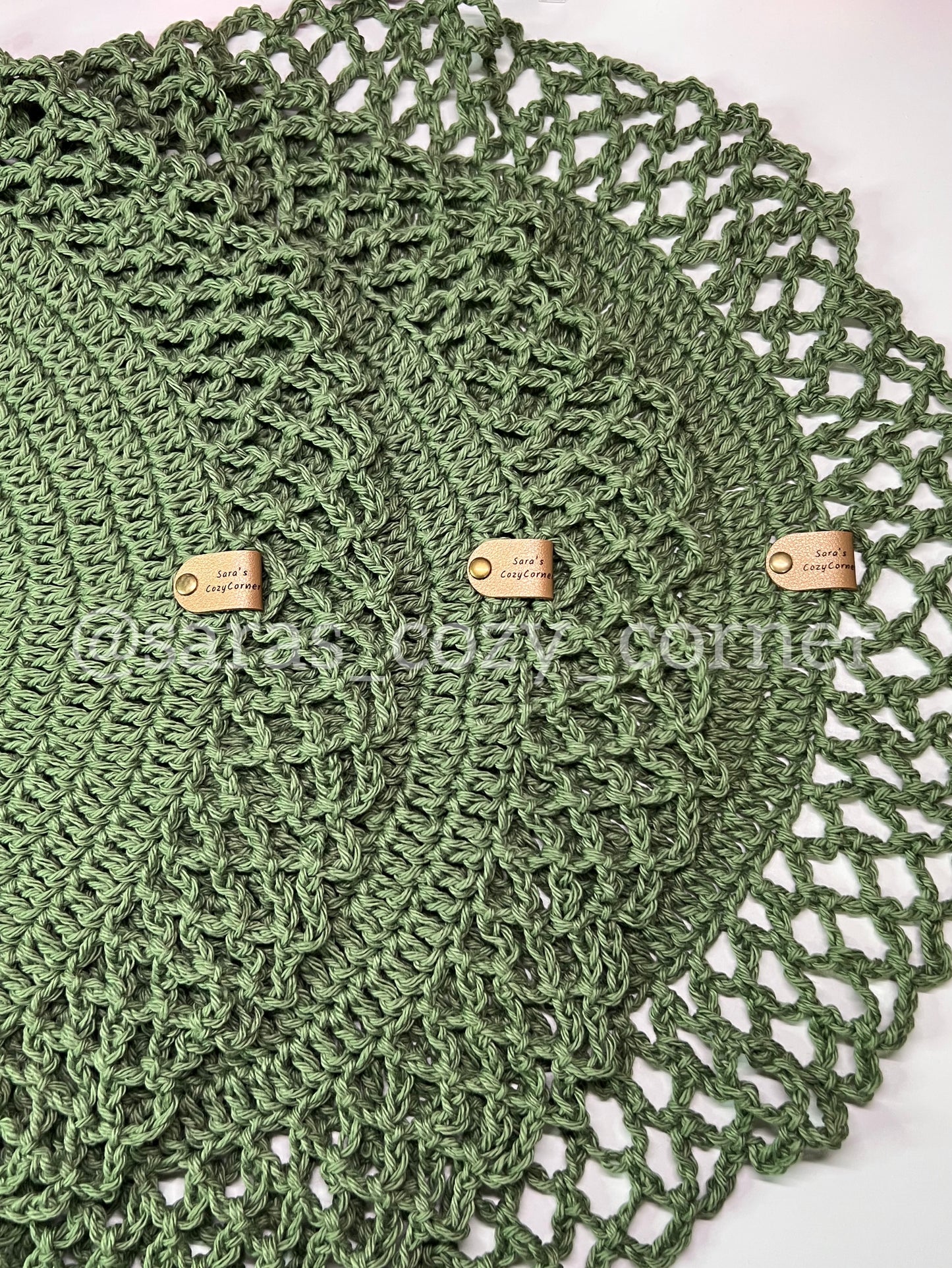 Crochet Cotton Round Placemat "Green"