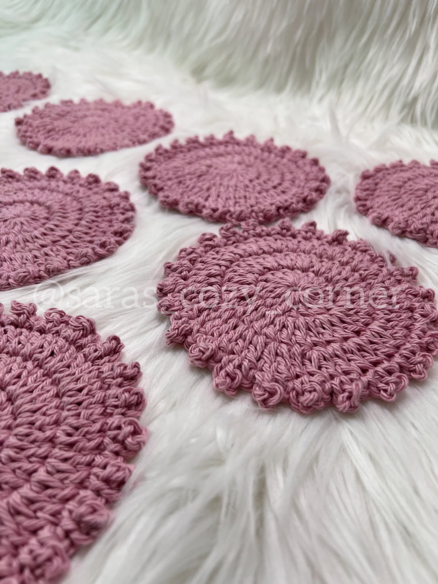 Rose gold round crochet coasters