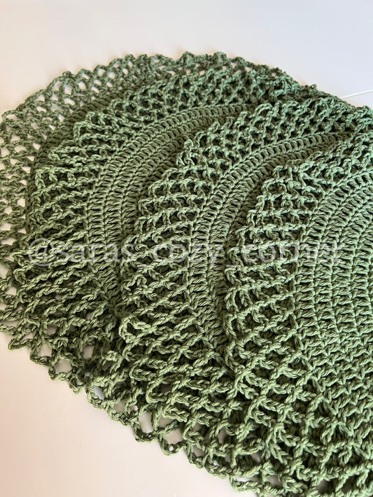 Crochet Cotton Round Placemat "Green"
