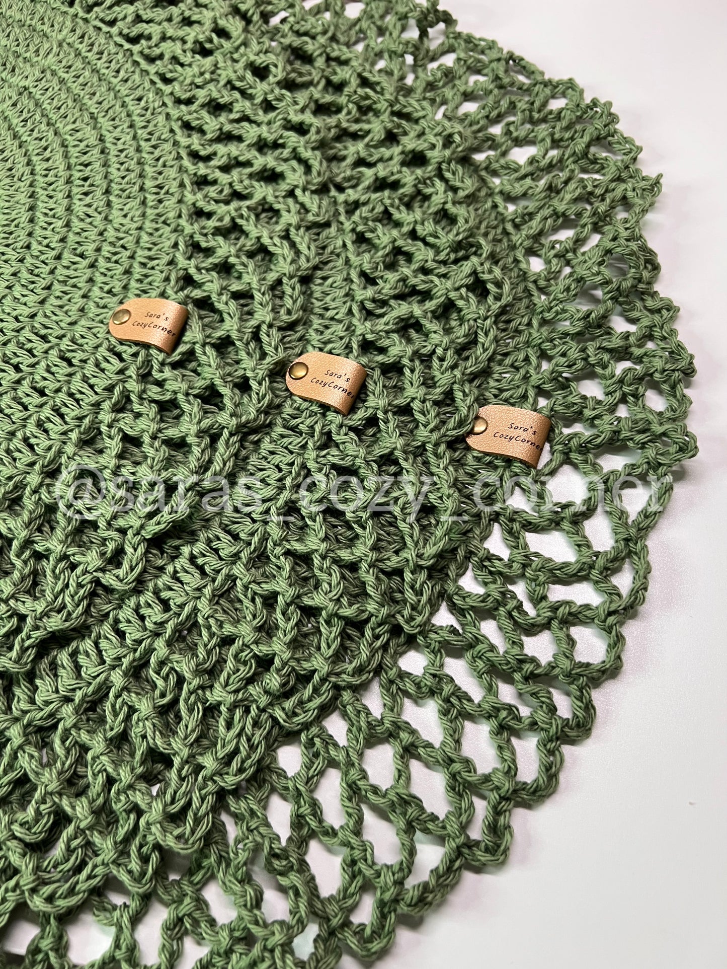 Crochet Cotton Round Placemat "Green"
