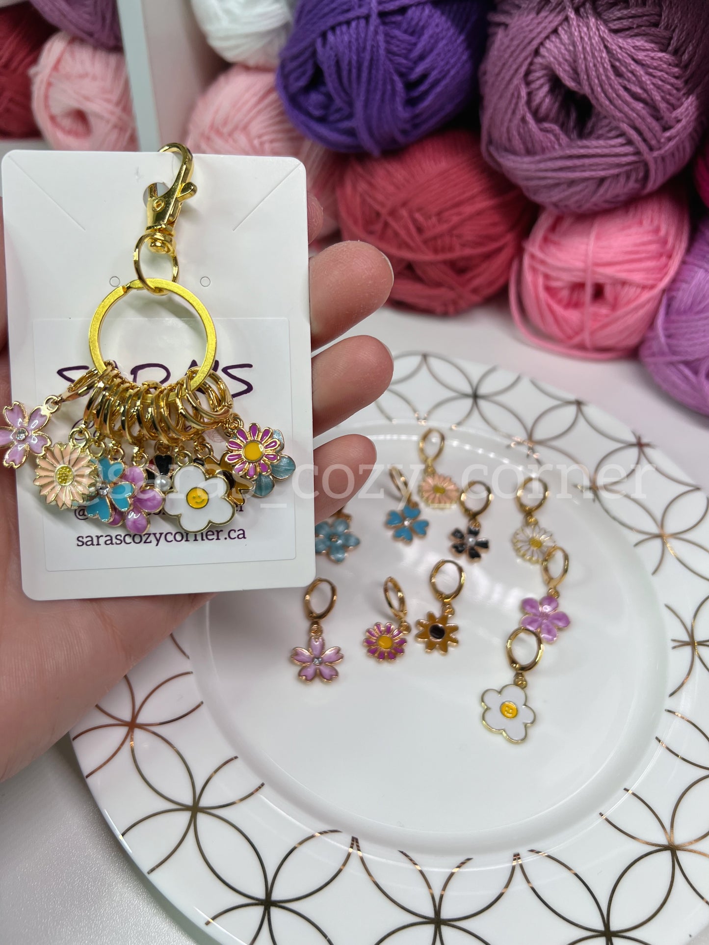 Flowers & Daisies Stitch Markers Set