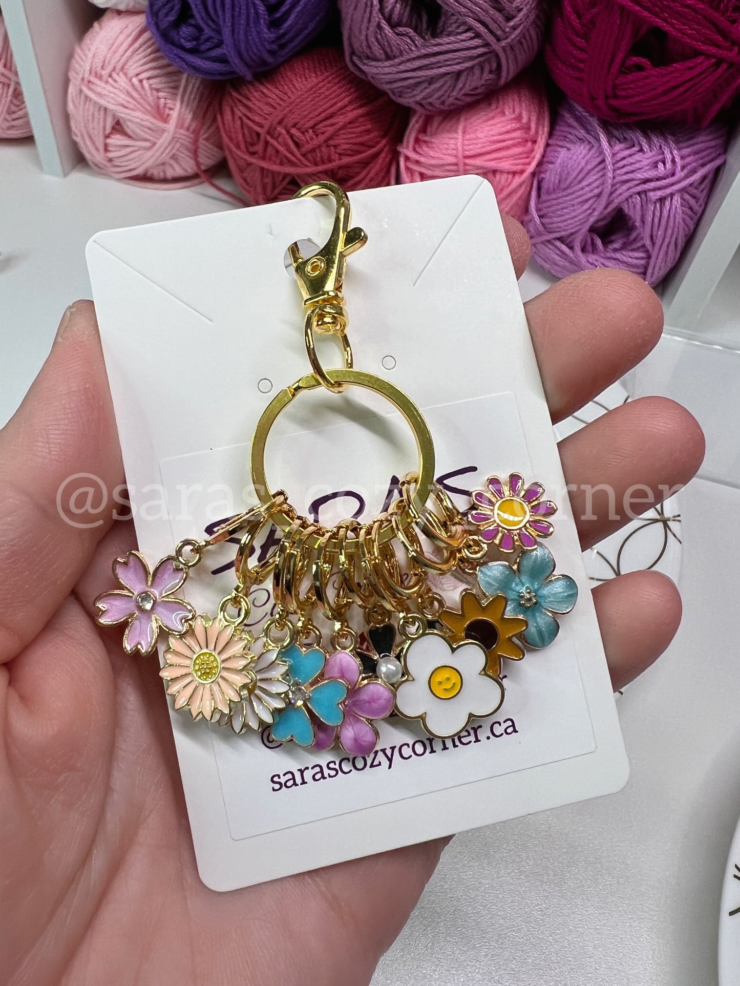 Flowers & Daisies Stitch Markers Set