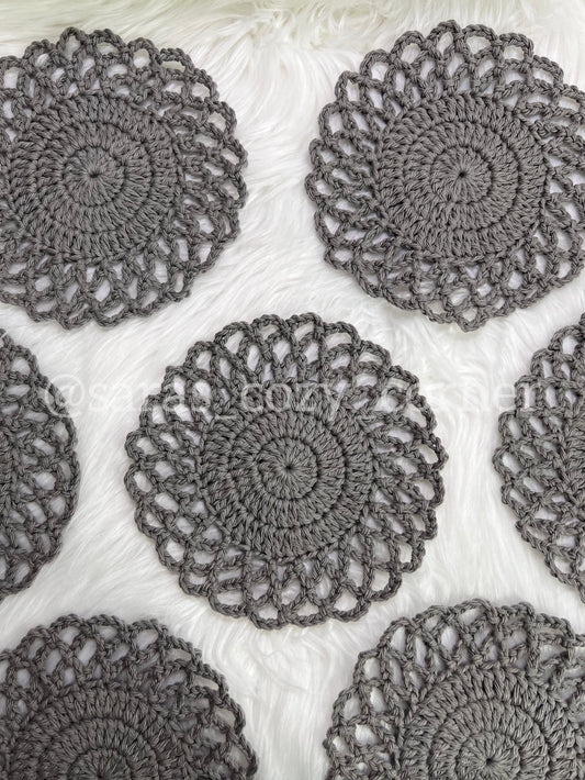 Elegant lace border dark gray eco-friendly coasters
